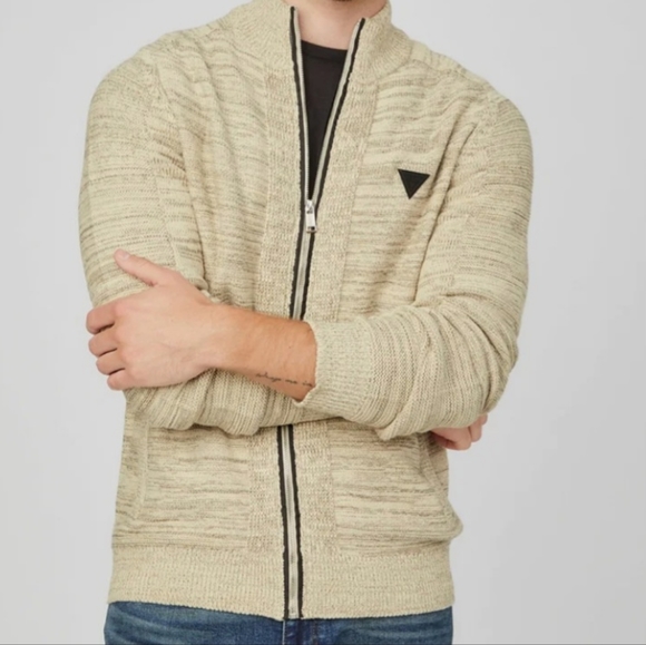 Guess Sweaters Guess Chet Marled Full Zip Mock Poshmark